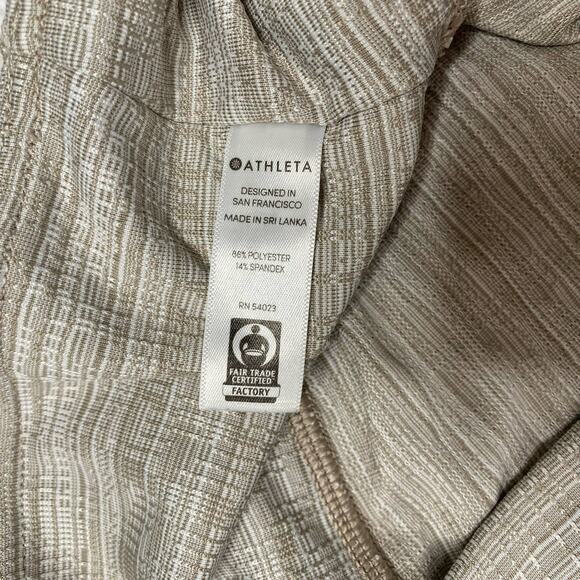 ATHLETA Jacquard Quail Tan Chaturanga Leggings Size Medium #293133 Textured Crop - Picture 4 of 8